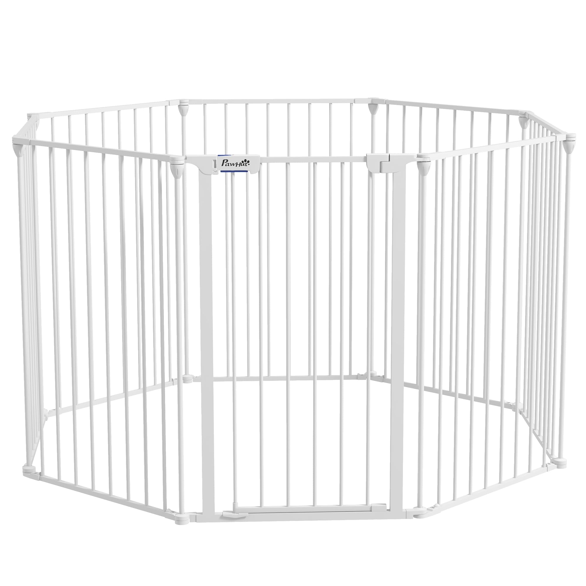 PawHut Barrière de sécurité Blanc pour Chien | Parc enclos modulable | Hauteur 90 cm | Cheminée Protection | 8 Panneaux 
